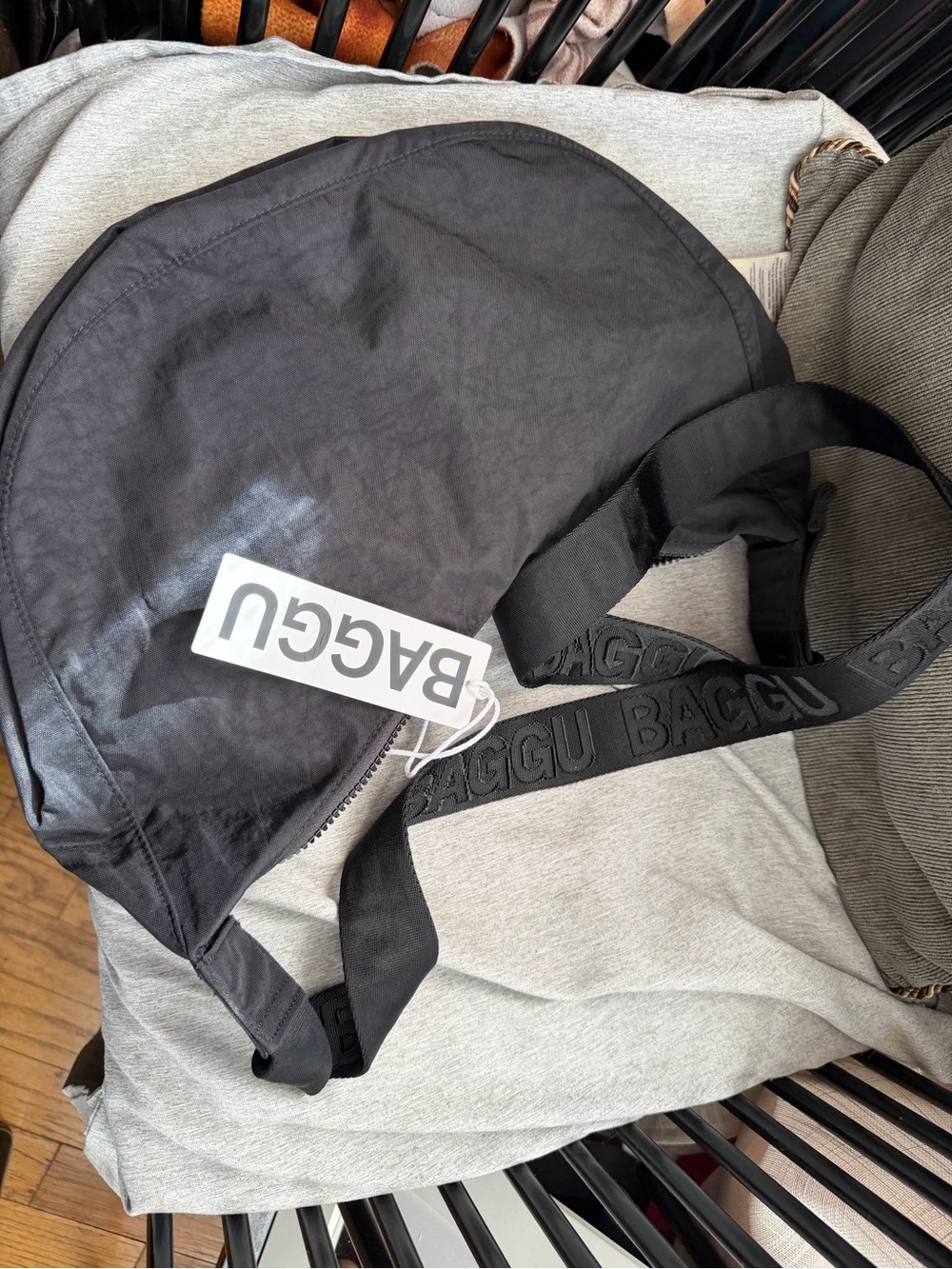 BAGGU Black Belt Bag with Branded Strap